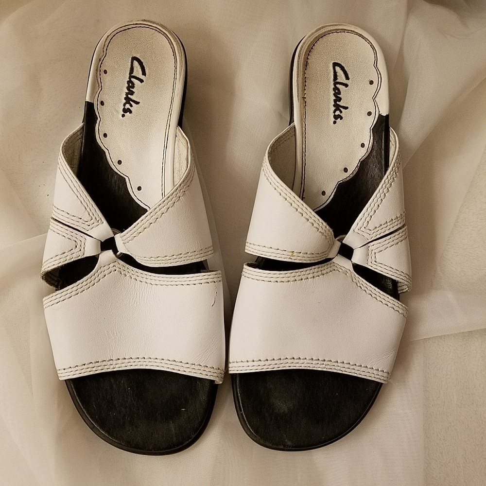 Clarks White Slip On Size 7